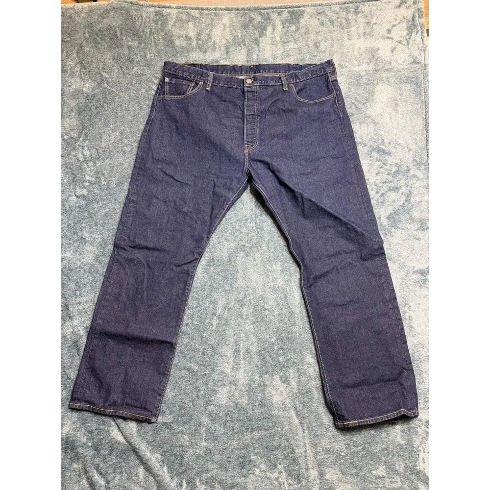 Levi's 501 Original Fit Jeans 44x30 Men's Dark Indigo Blue Denim Straight Leg